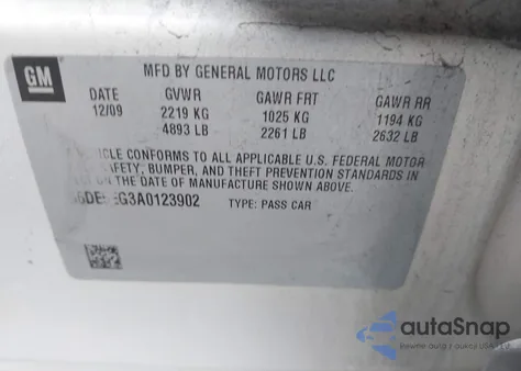 2010 Cadillac Cts Luxury z USA, uszkodzony, nr VIN 1G6DE5EG3A0123902